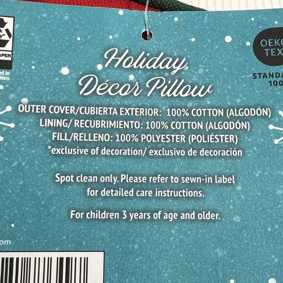 Disney Holiday Decor Pillow Mickey Mouse Season's Greetings Christmas Truck 16in - Picture 5 of 8